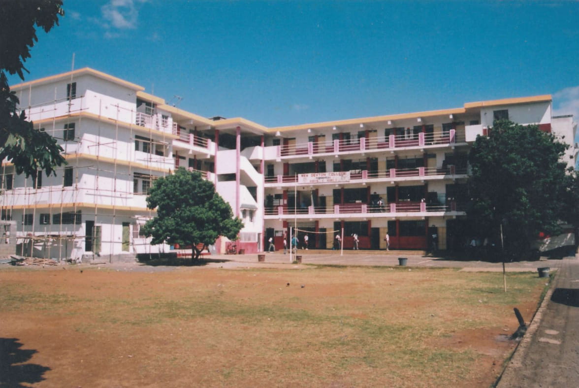 The school building and yard